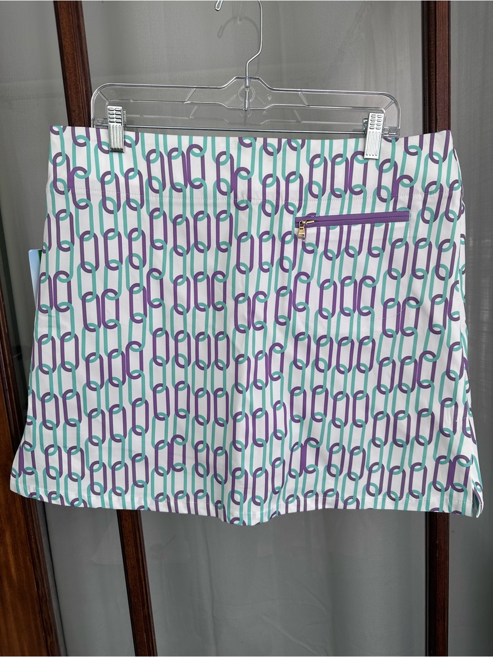 NWT Fairway Fox Womens Purple Print Golf Skirt‎ Size 14 Coolmax Jen Skort Preppy